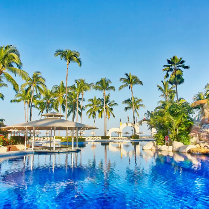 Barcelo Puerto Vallarta resort gardens and pool.