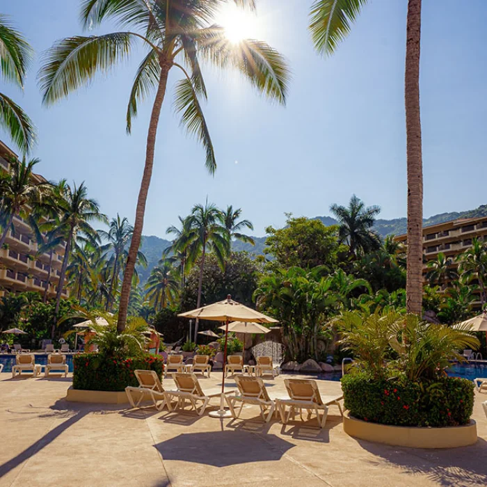 Barcelo Puerto Vallarta resort gardens and pool.