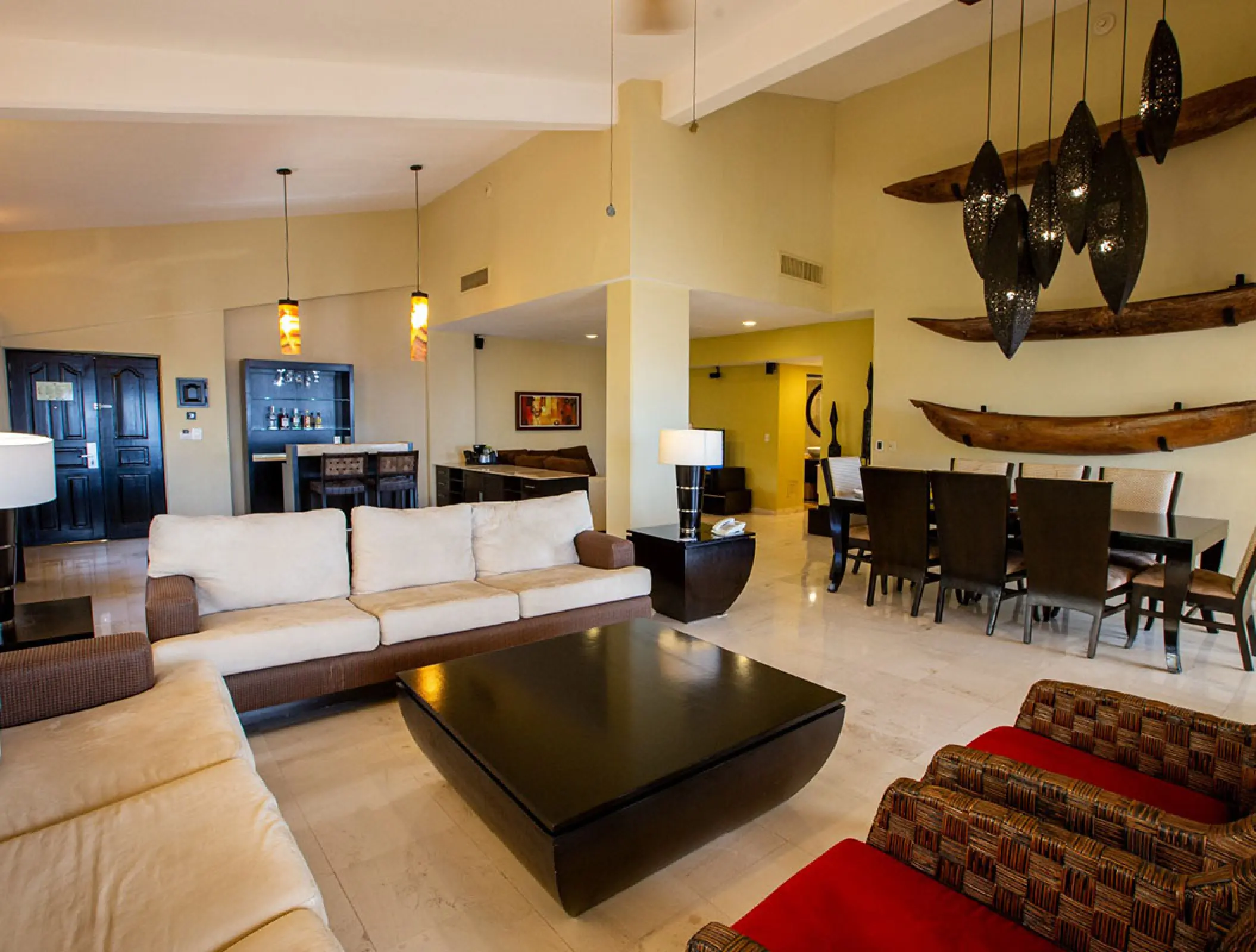 Living and dining area of a suite at Barcelo Puerto Vallarta, Puerto Vallarta