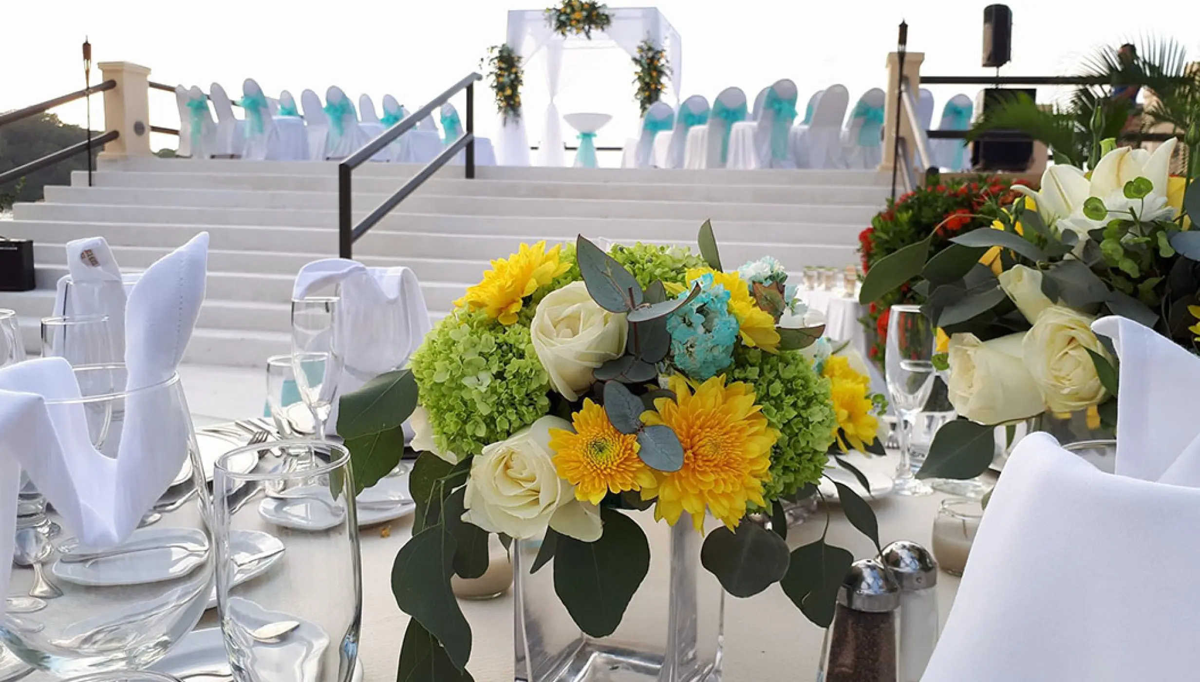 Ceremony decor at Barcelo Puerto Vallarta resort.