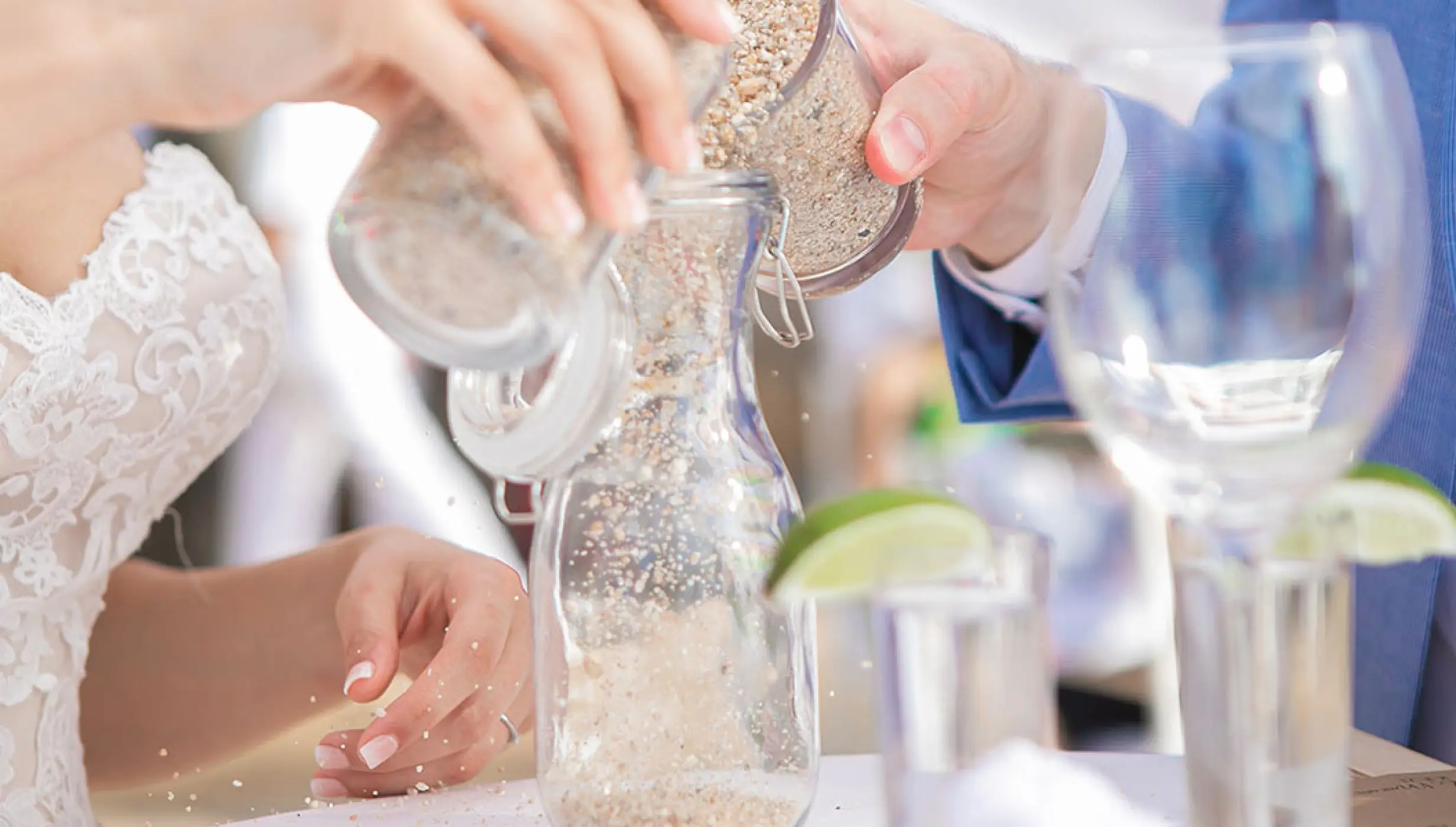 Close-up of a sand ceremony at a Barcelo Puerto Vallarta wedding ceremony, Puerto Vallarta