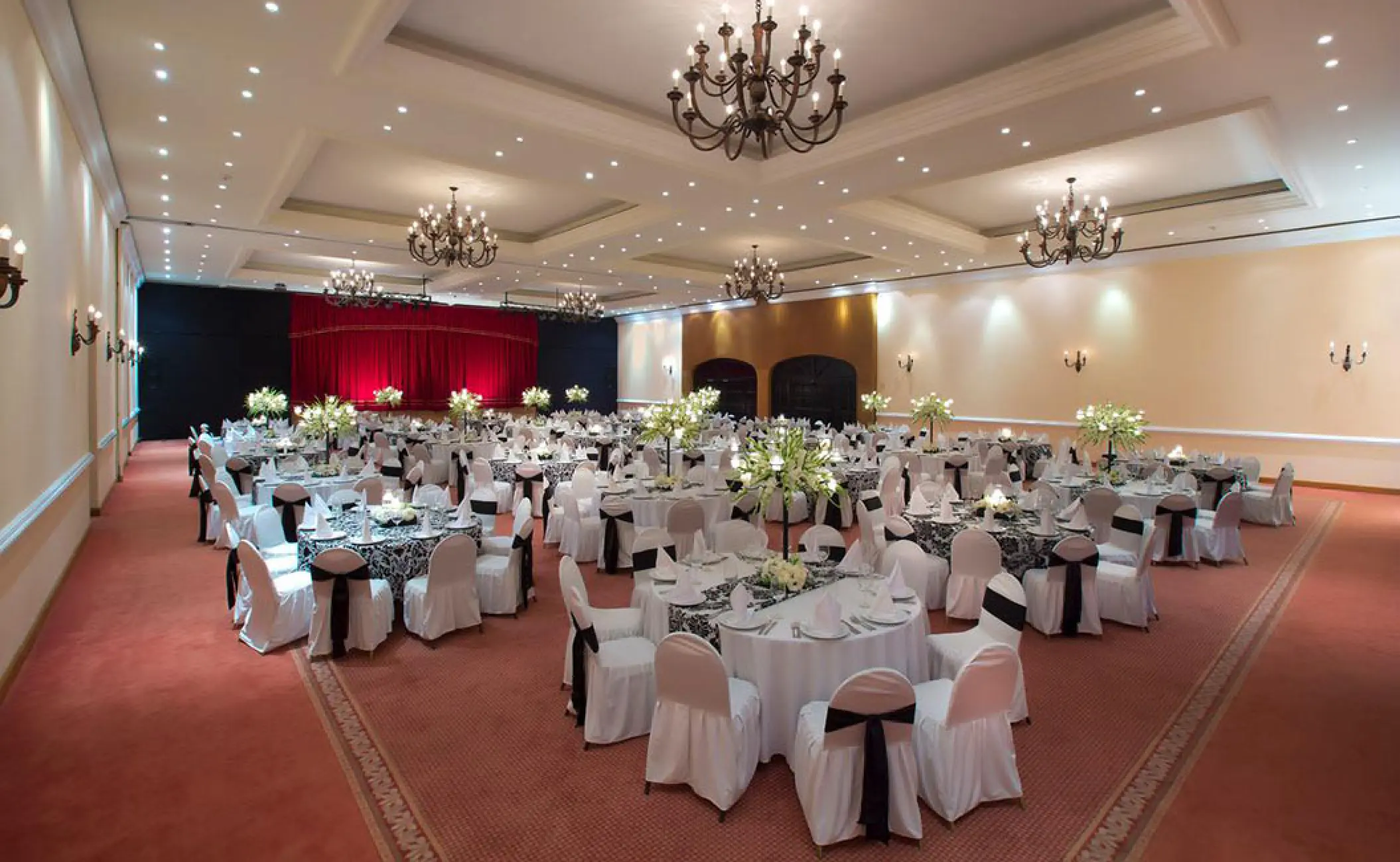 Indoor wedding reception at the Barcelo Puerto Vallarta ballroom, Puerto Vallarta