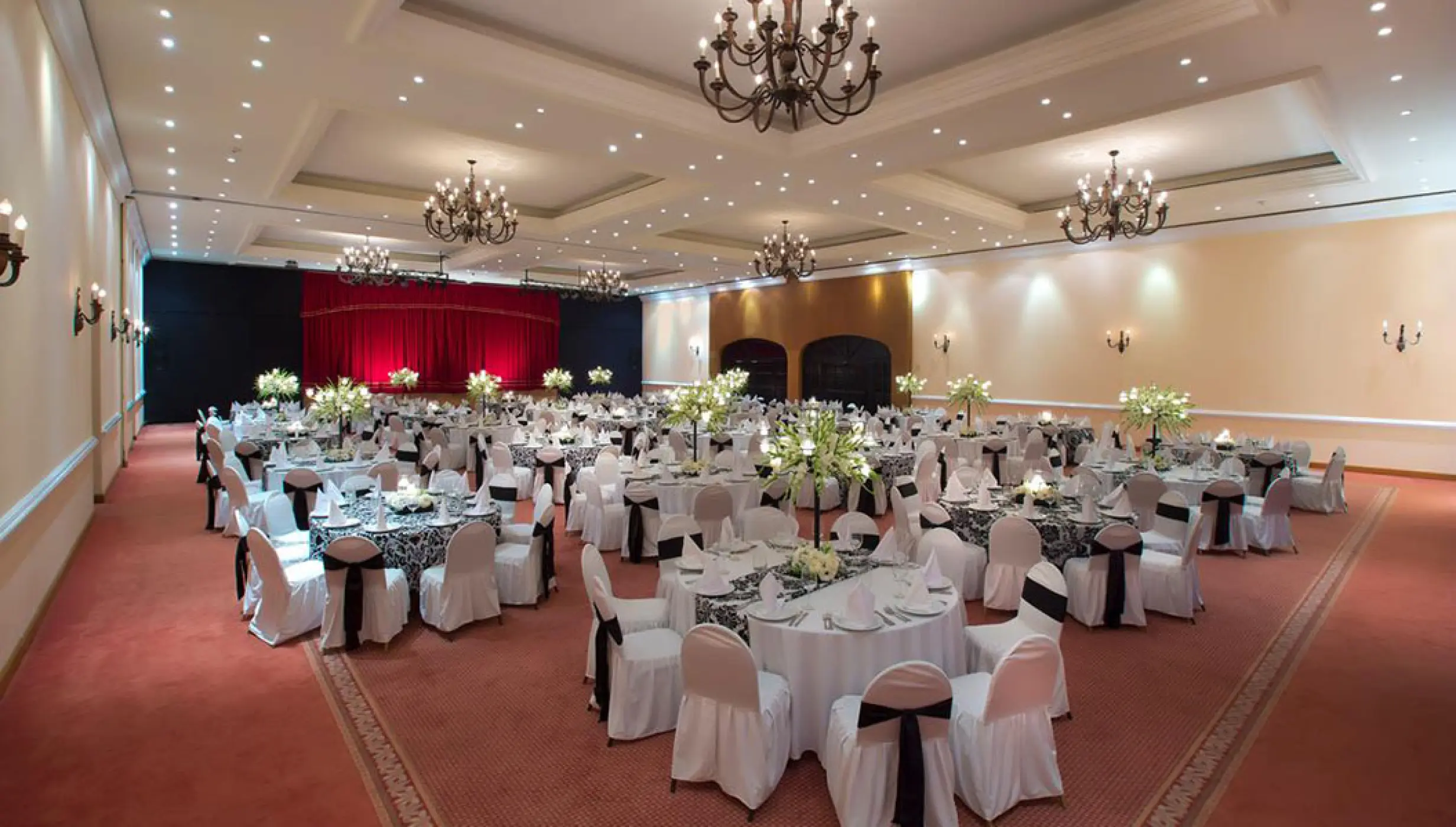 Reception decor on the Ballrom by Barcelo Puerto Vallarta Destination Weddings.
