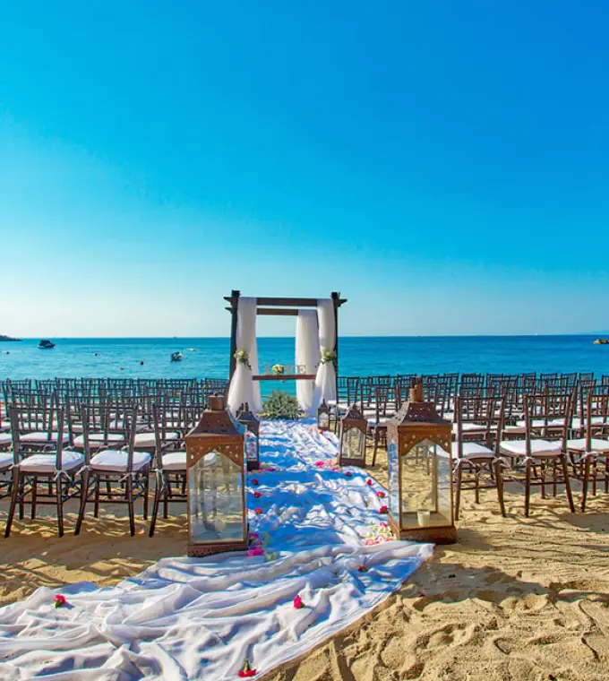 Beach wedding ceremony setup at Barcelo Puerto Vallarta, Puerto Vallarta