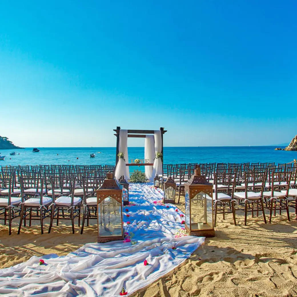 Beach wedding ceremony setup at Barcelo Puerto Vallarta, Puerto Vallarta
