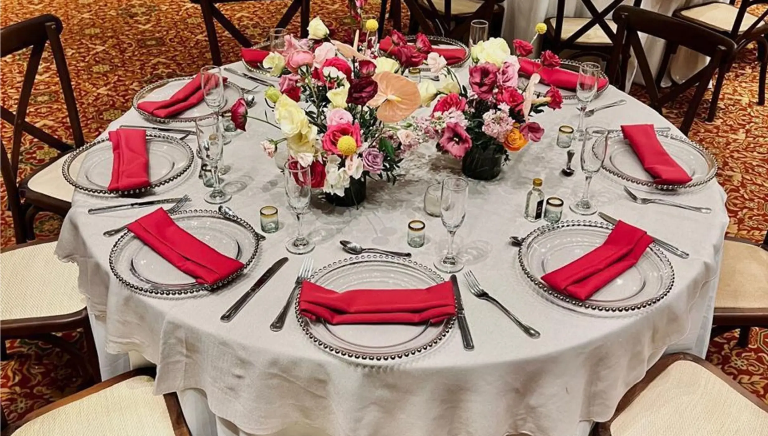 reception table setup at La Jolla Ballroom at barcelo puerto vallarta