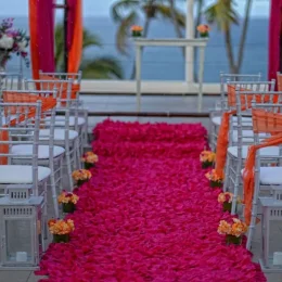 Ceremony decor on the sky rooftop at Breathless Punta Cana