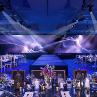 Reception setup detail at Ballroom Wedding Venue at Breathless and Secrets Riviera Cancun
