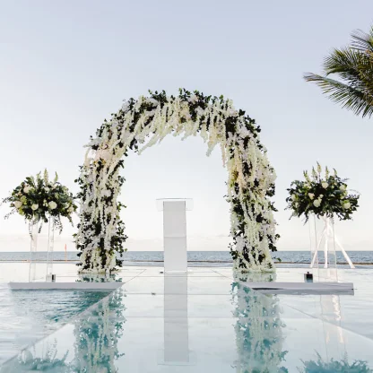 Over the water wedding venue at Breathless Riviera Cancun resort.