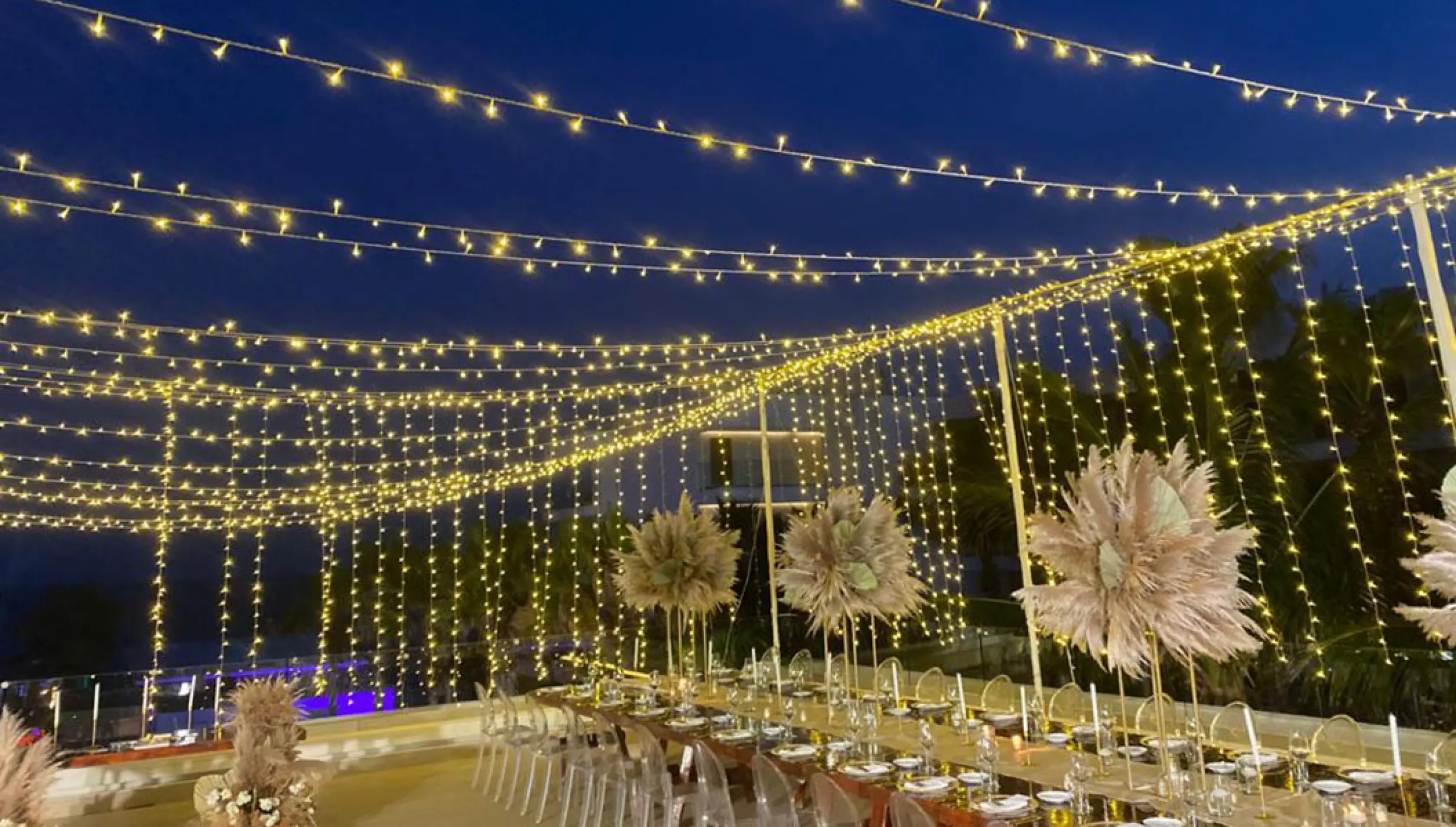 Wedding decor in the purple terrace at breathless riviera cancun