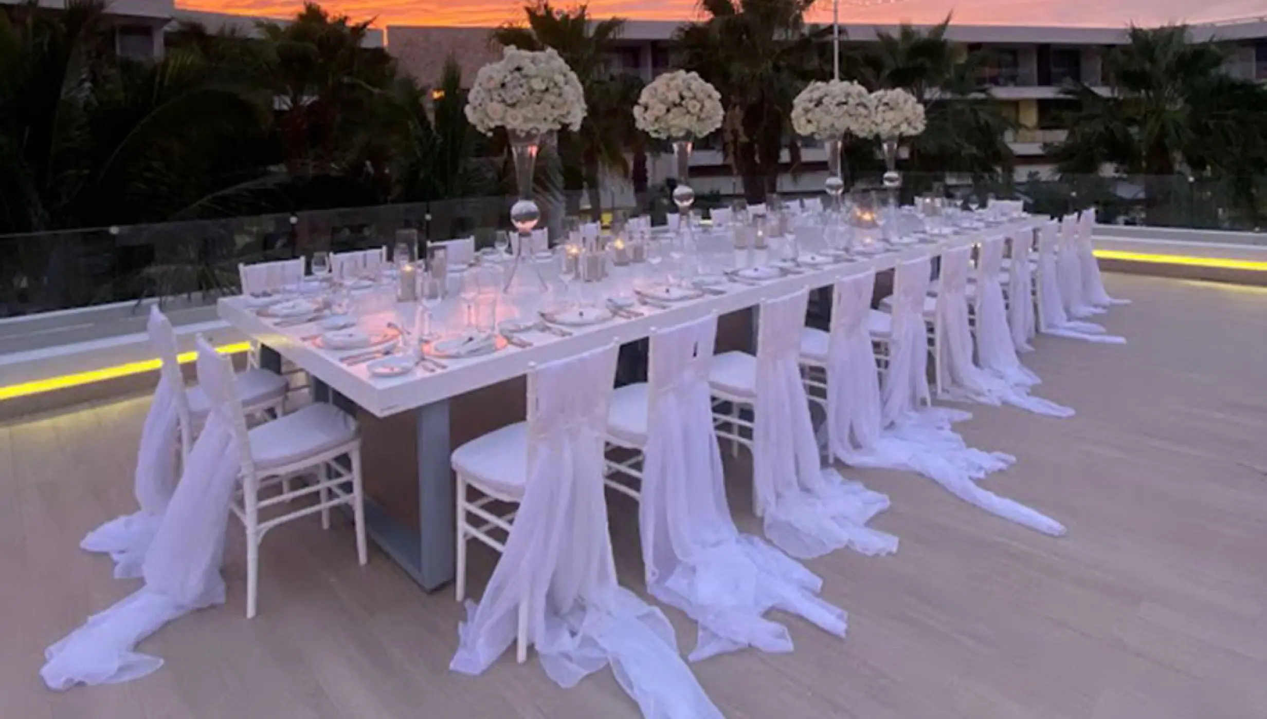 Wedding decor in the purple terrace at breathless riviera cancun