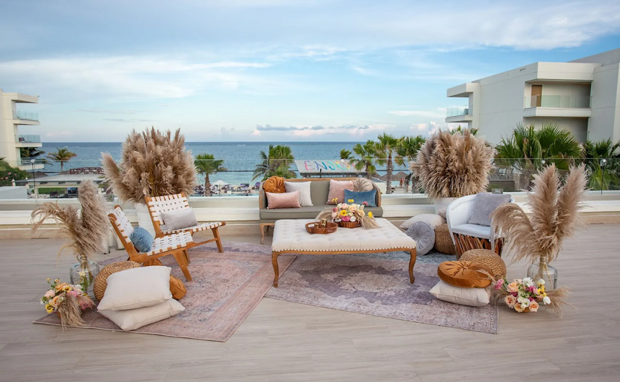 Wedding decor in the purple terrace at breathless riviera cancun