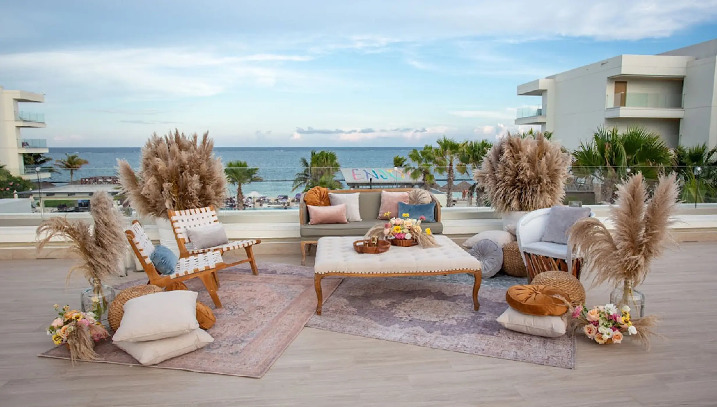 Wedding decor in the purple terrace at breathless riviera cancun