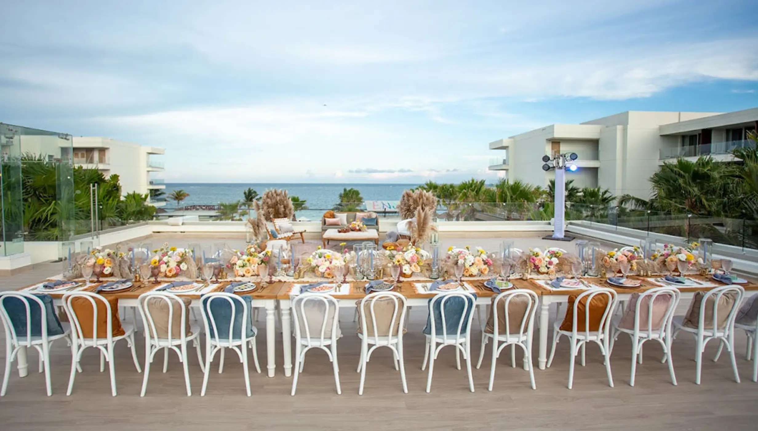Wedding decor in the purple terrace at breathless riviera cancun