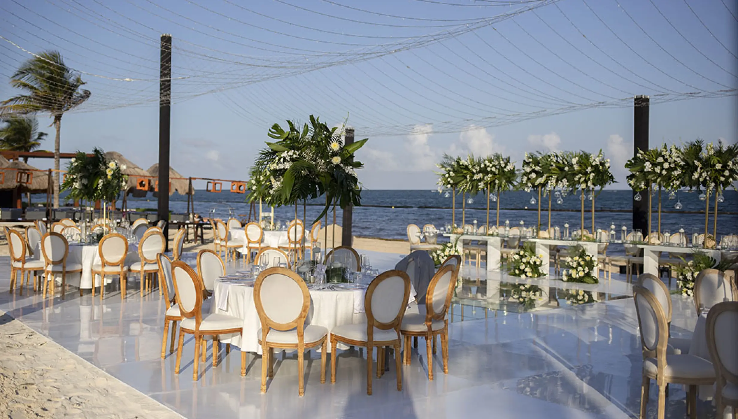 Dinner reception in the beach at breathless and secrets riviera cancun