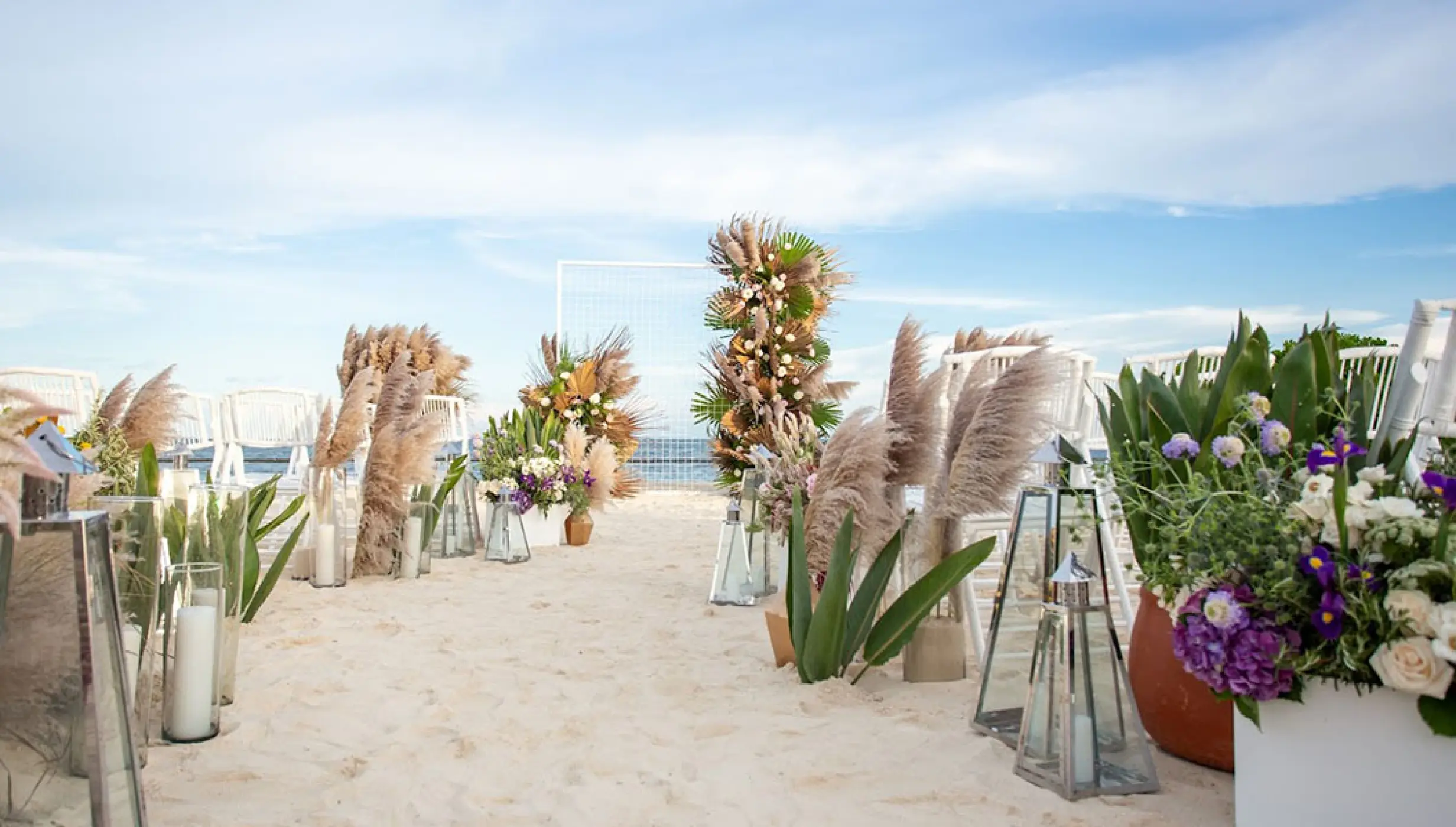 Dinner reception in the beach at breathless and secrets riviera cancun