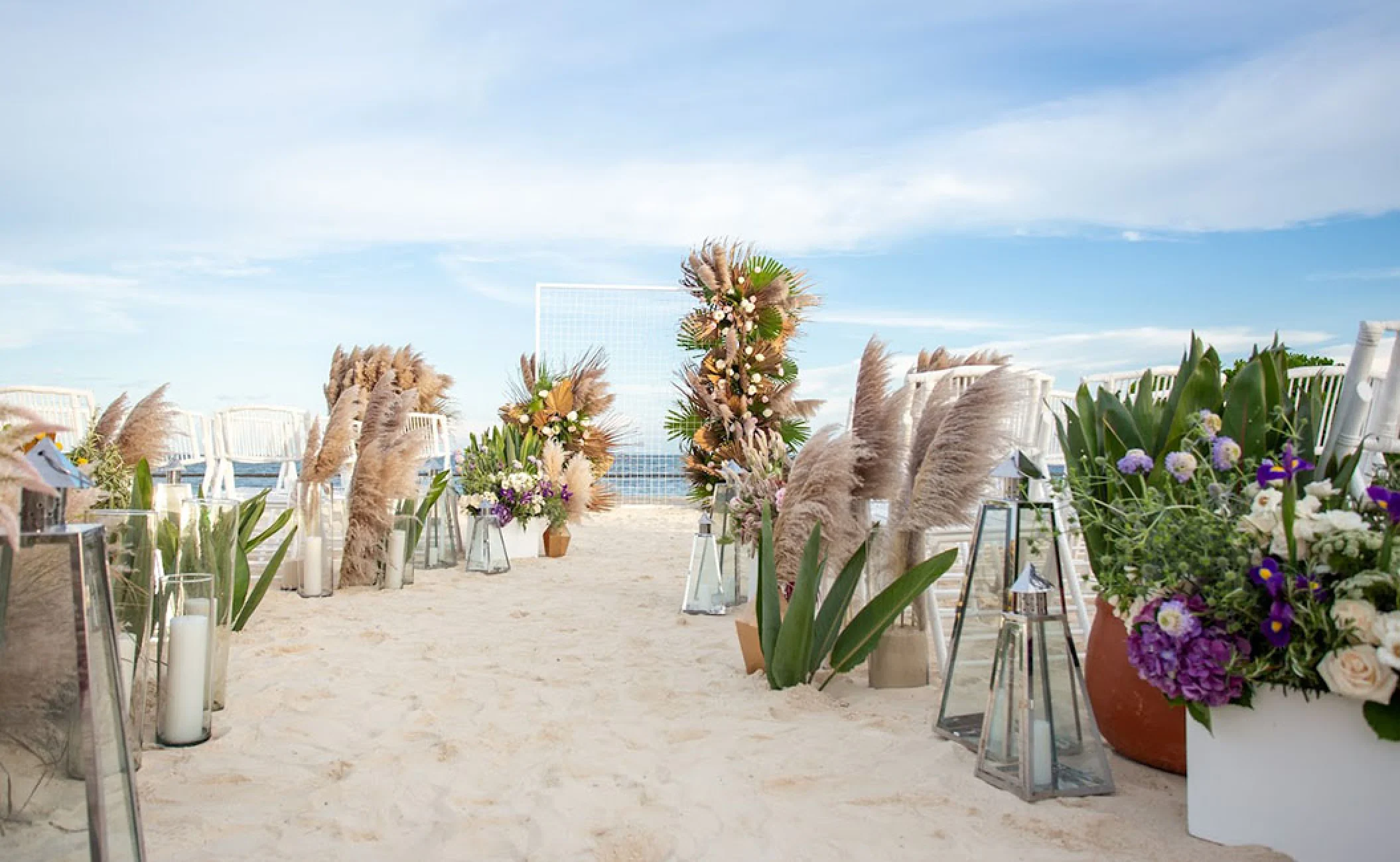 Dinner reception in the beach at breathless and secrets riviera cancun