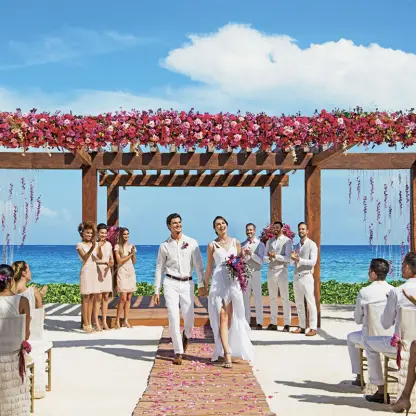 Beachfront wedding ceremony at Breathless Riviera Cancun, Riviera Maya