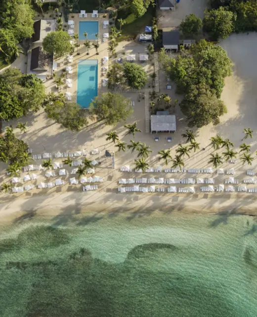aerial view of Casa de Campo resort with its pools and beach