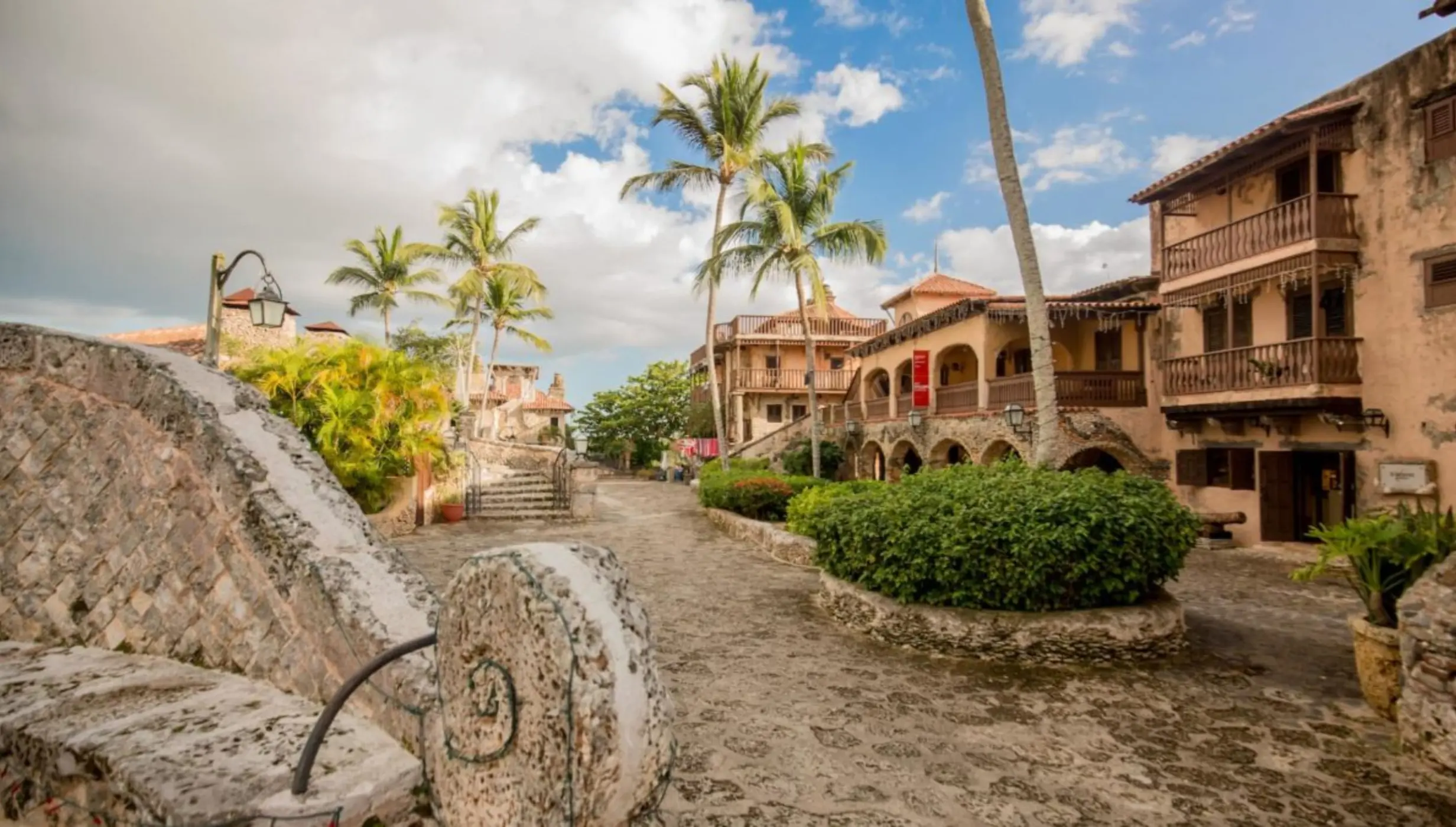 Chavon Plaza stone walkways and Mediterranean-style architecture at Casa de Campo, La Romana