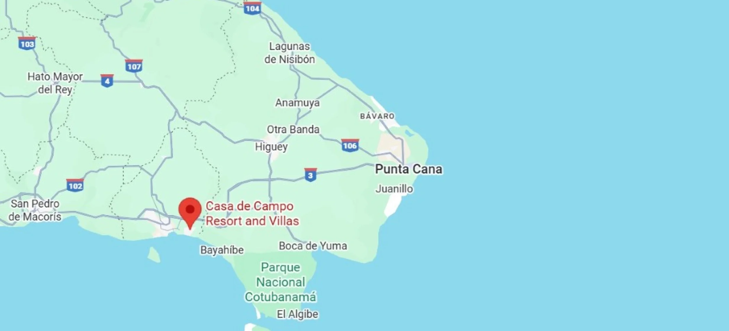 map showing location of Casa de Campo Resort in the Dominican Republic