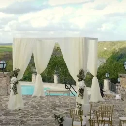 pool terrace at the dye fore venue at Casa de Campo