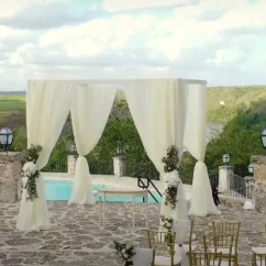 pool terrace at the dye fore venue at Casa de Campo