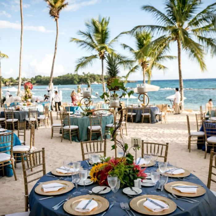 wedding reception at the minitas beach club at Casa de Campo