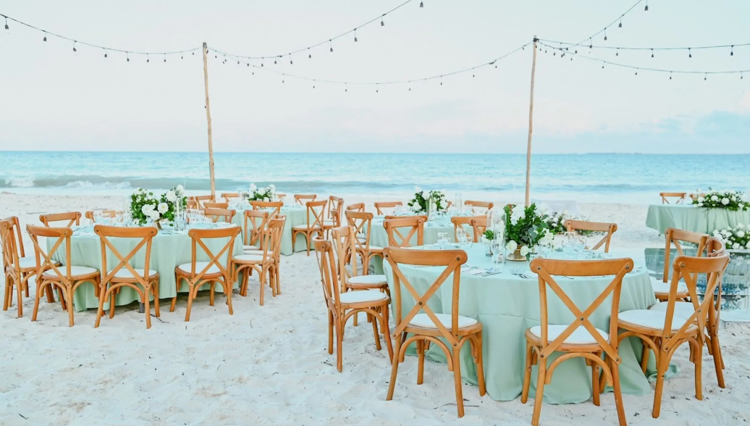 beach reception setup at Catalonia Grand Costa Mujeres
