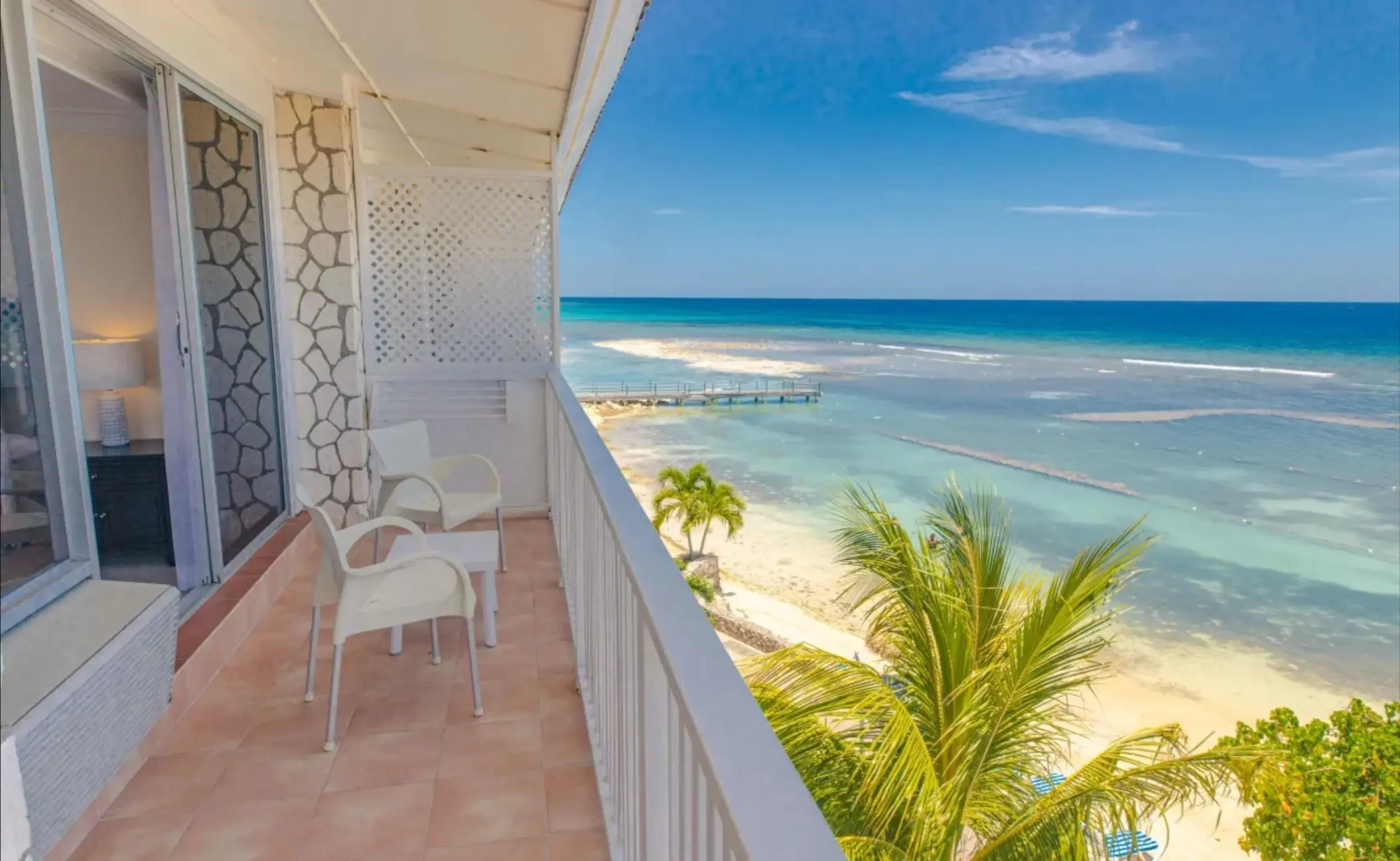 Private balcony of a suite at Catalonia Montego Bay overlooking the Caribbean Sea