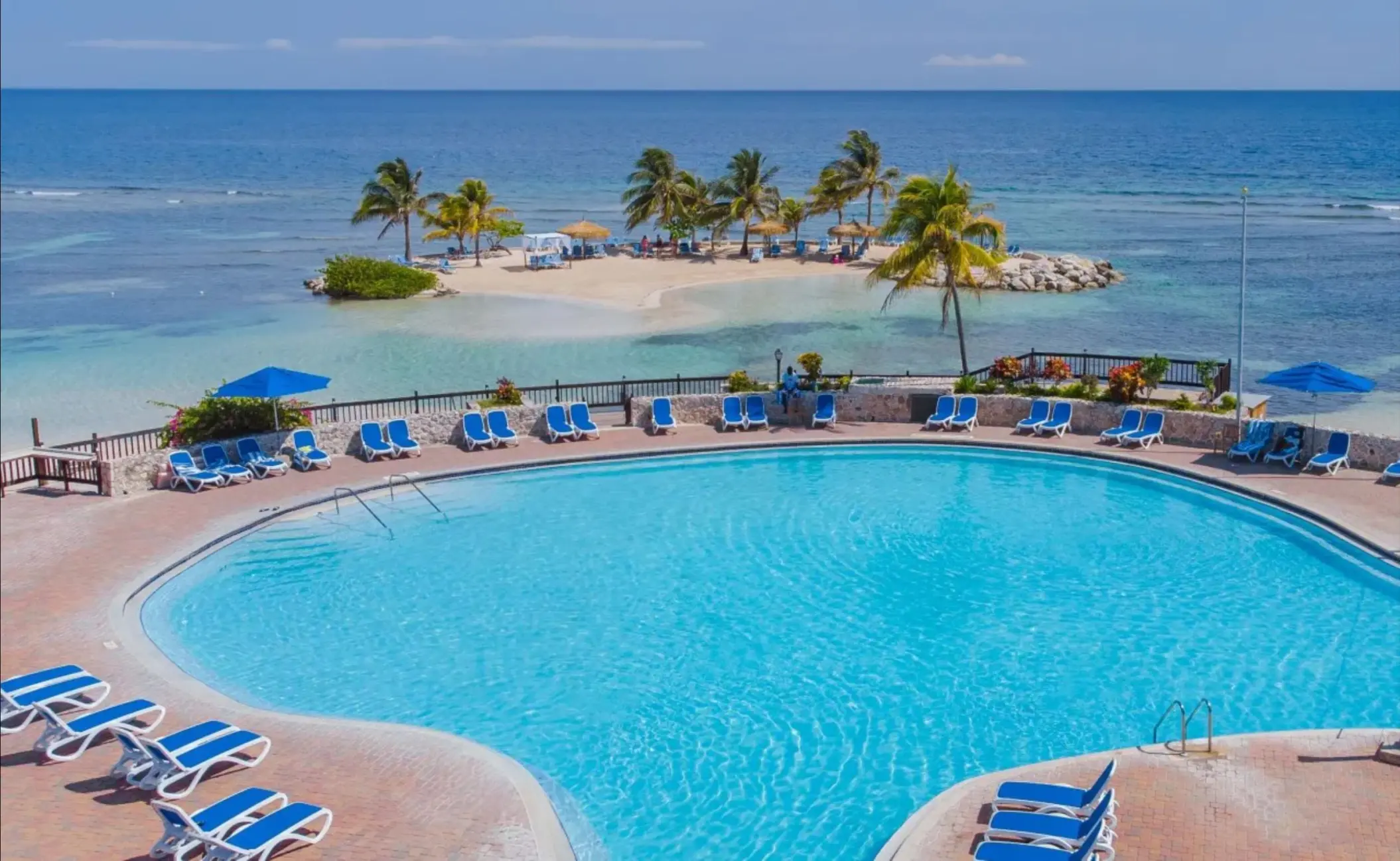 Catalonia Montego Bay swimming pool overlooking the ocean and private island, Montego Bay