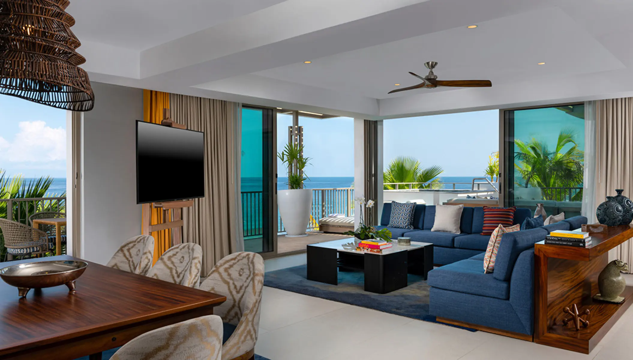 Grand suite living room with ocean views at Conrad Punta de Mita, Puerto Vallarta