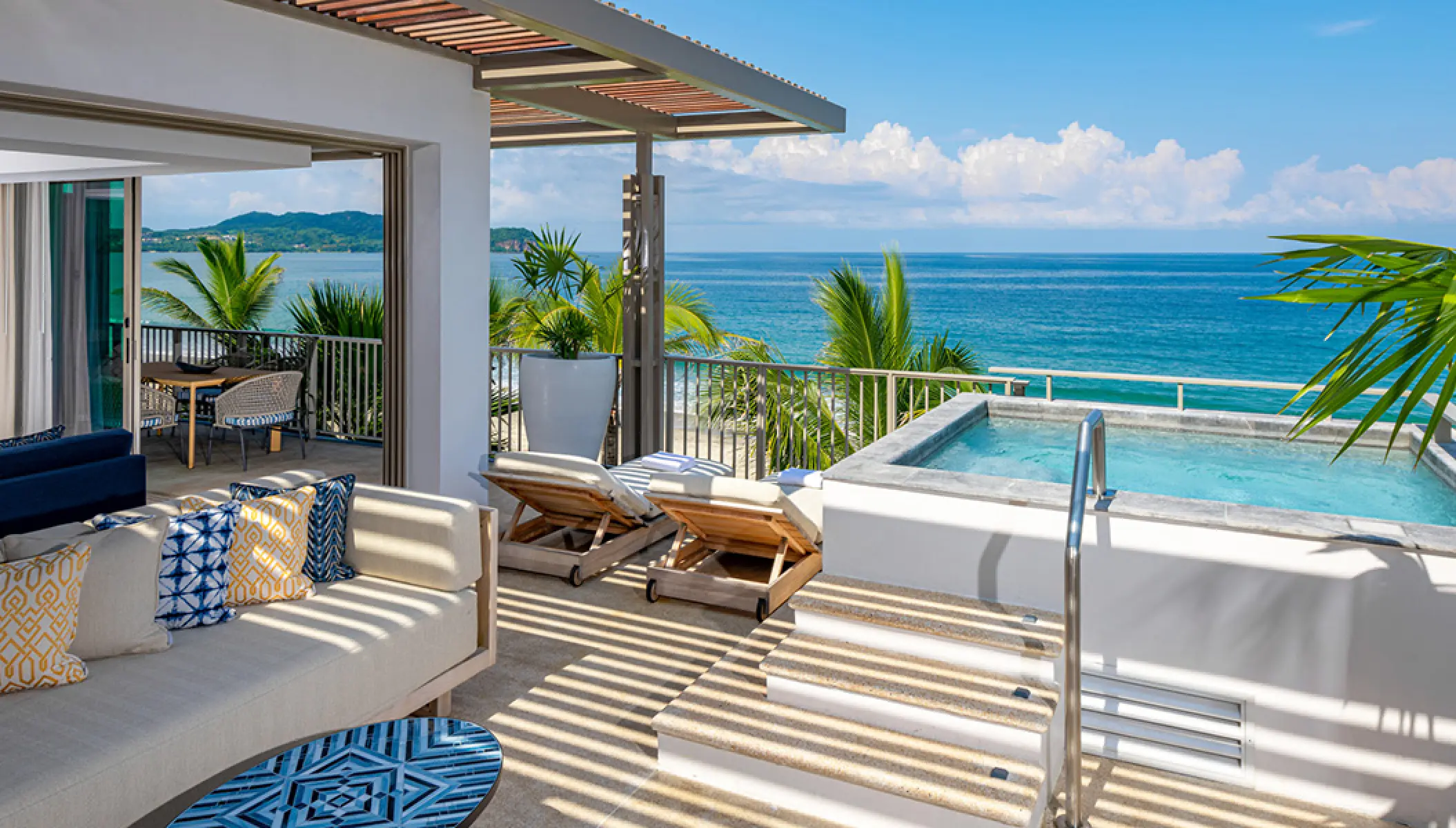 Grand suite terrace with a private plunge pool and ocean views at Conrad Punta de Mita, Puerto Vallarta