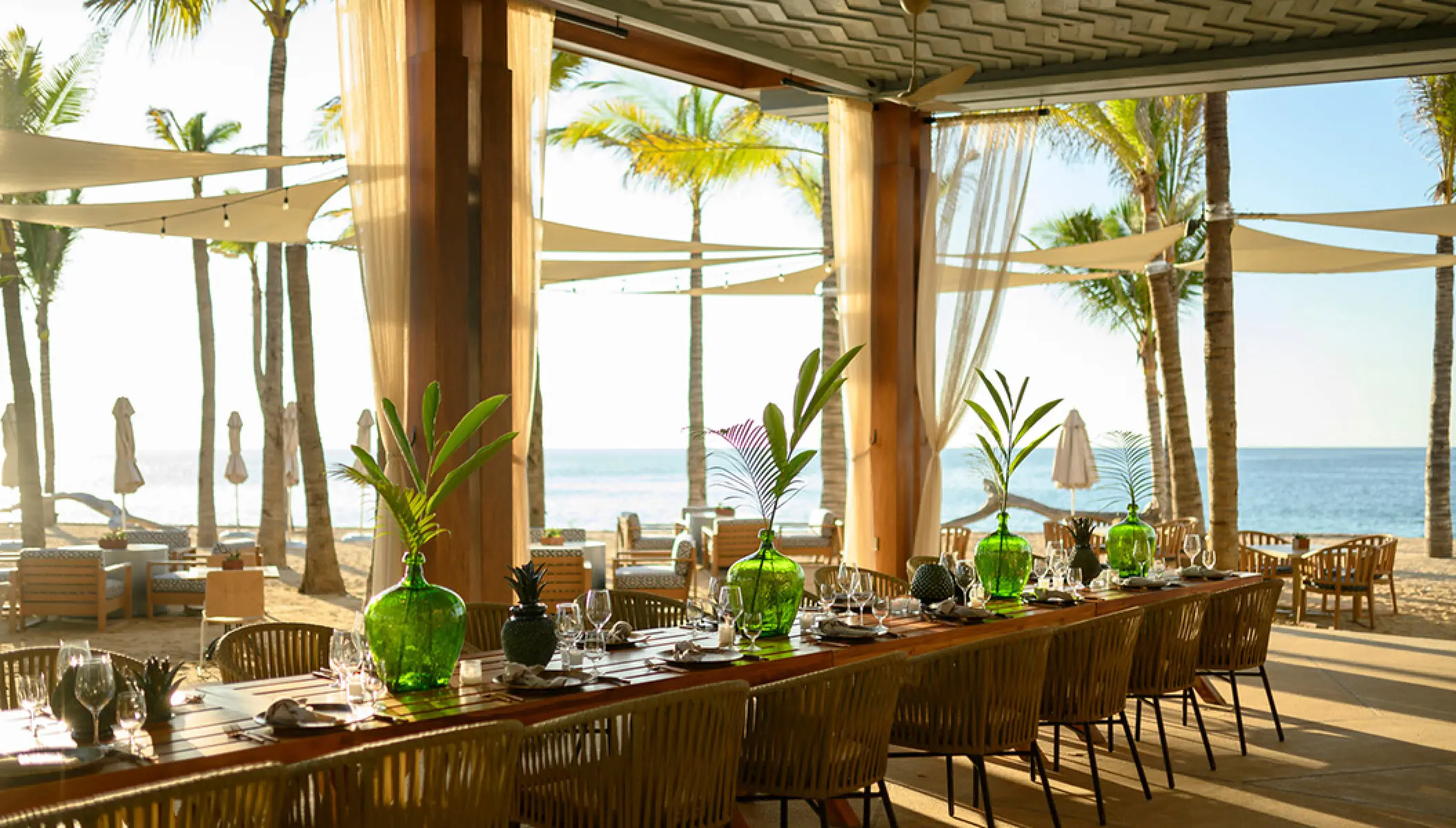Outdoor wedding reception at Mezquite venue, Conrad Punta de Mita, Puerto Vallarta