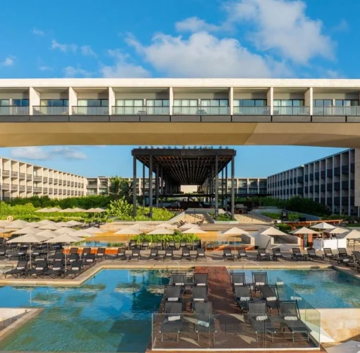 pool and loungers at Devossion by Live Aqua Playa del Carmen