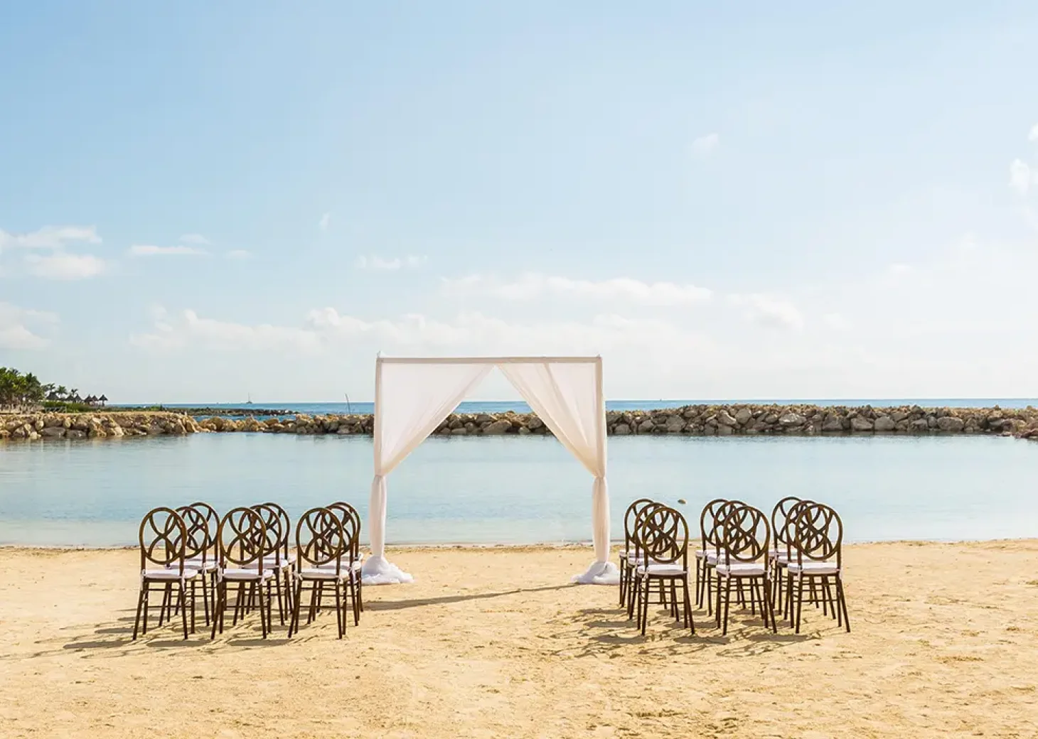 Wedding decor on the beach at Dreams Aventuras