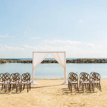 Wedding decor on the beach at Dreams Aventuras