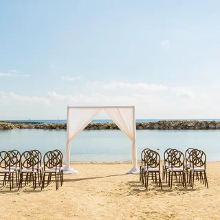 Wedding decor on the beach at Dreams Aventuras