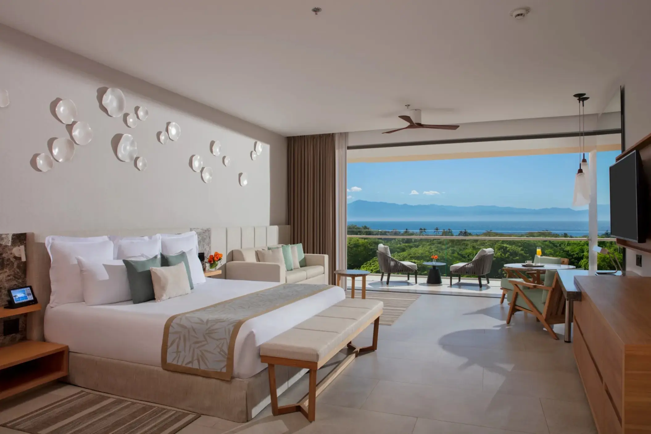 Modern ocean-view guest suite at Dreams Bahia Mita, Puerto Vallarta