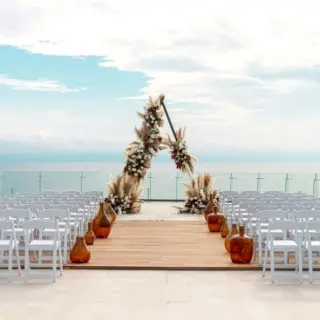 Rooftop terrace wedding ceremony setup at Dreams Bahia Mita, Puerto Vallarta