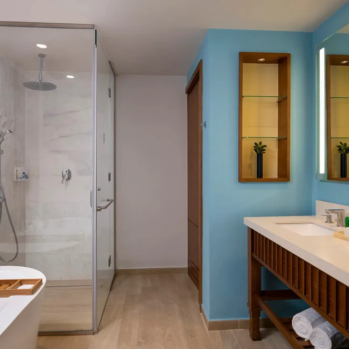 bathroom of preferred club suite at dreams cap cana