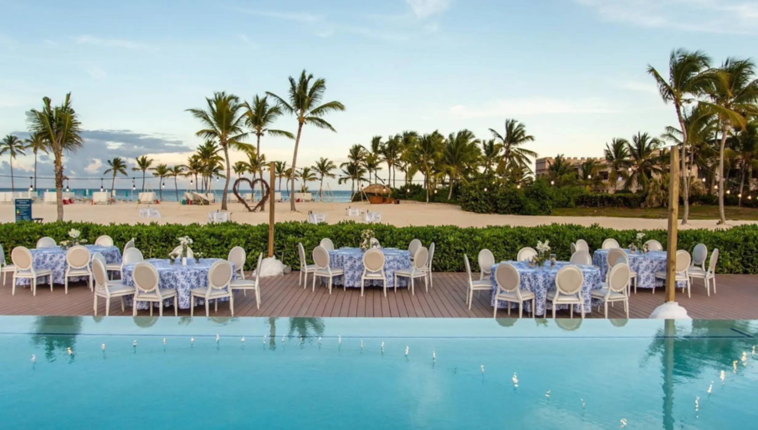 infinity pool deck venue at dreams cap cana