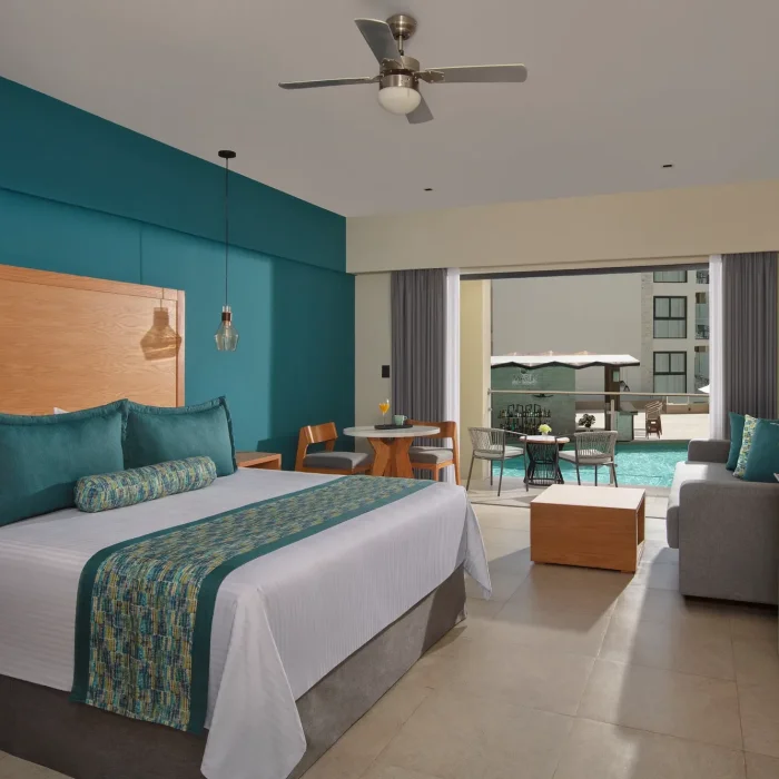 Junior suite pool view at Dreams Cozumel Resort.