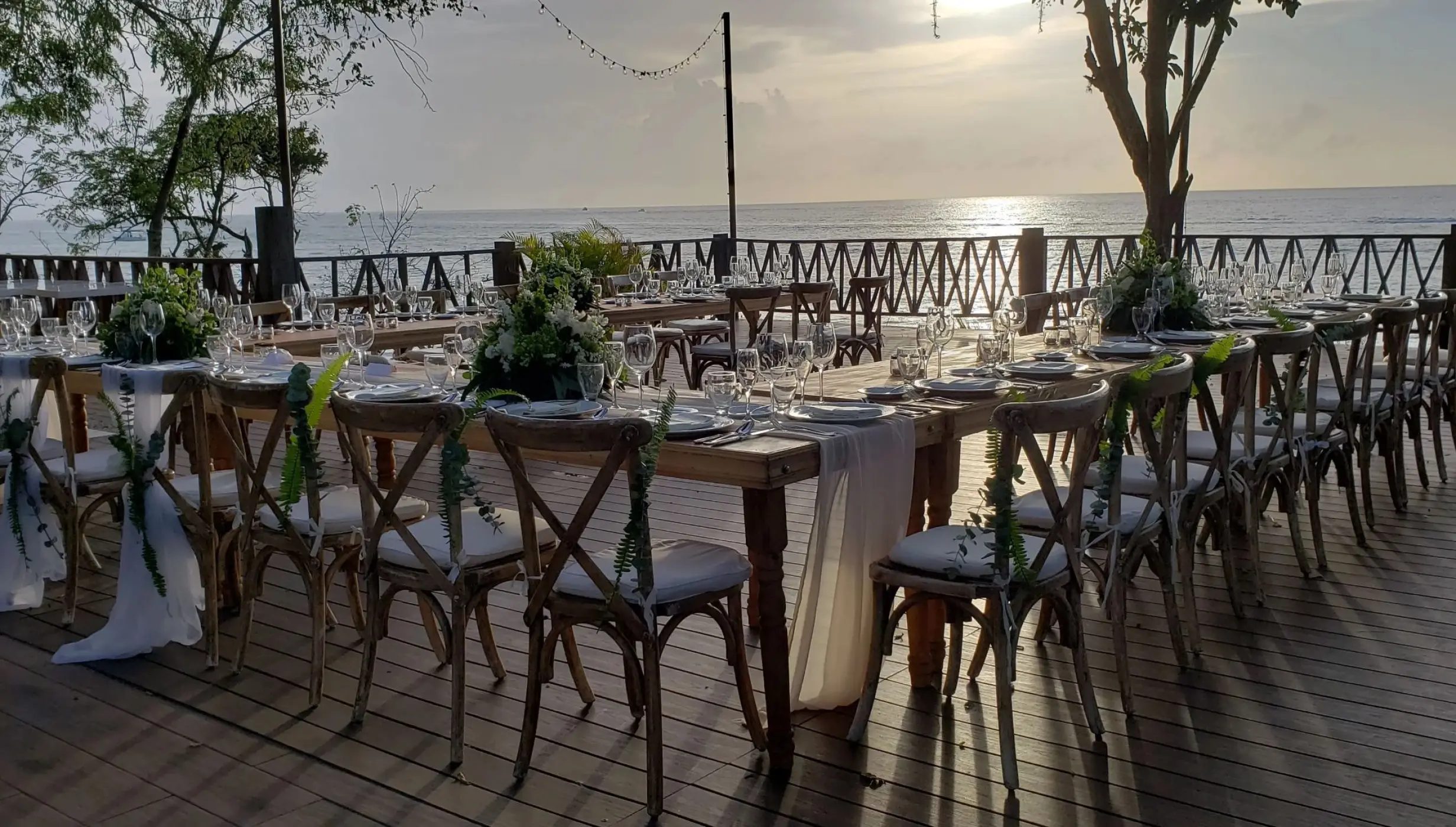 reception setup at the terrace venue at dreams cozumel cape resort