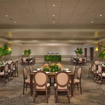 Indoor ballroom wedding reception at Dreams Curacao, Willemstad