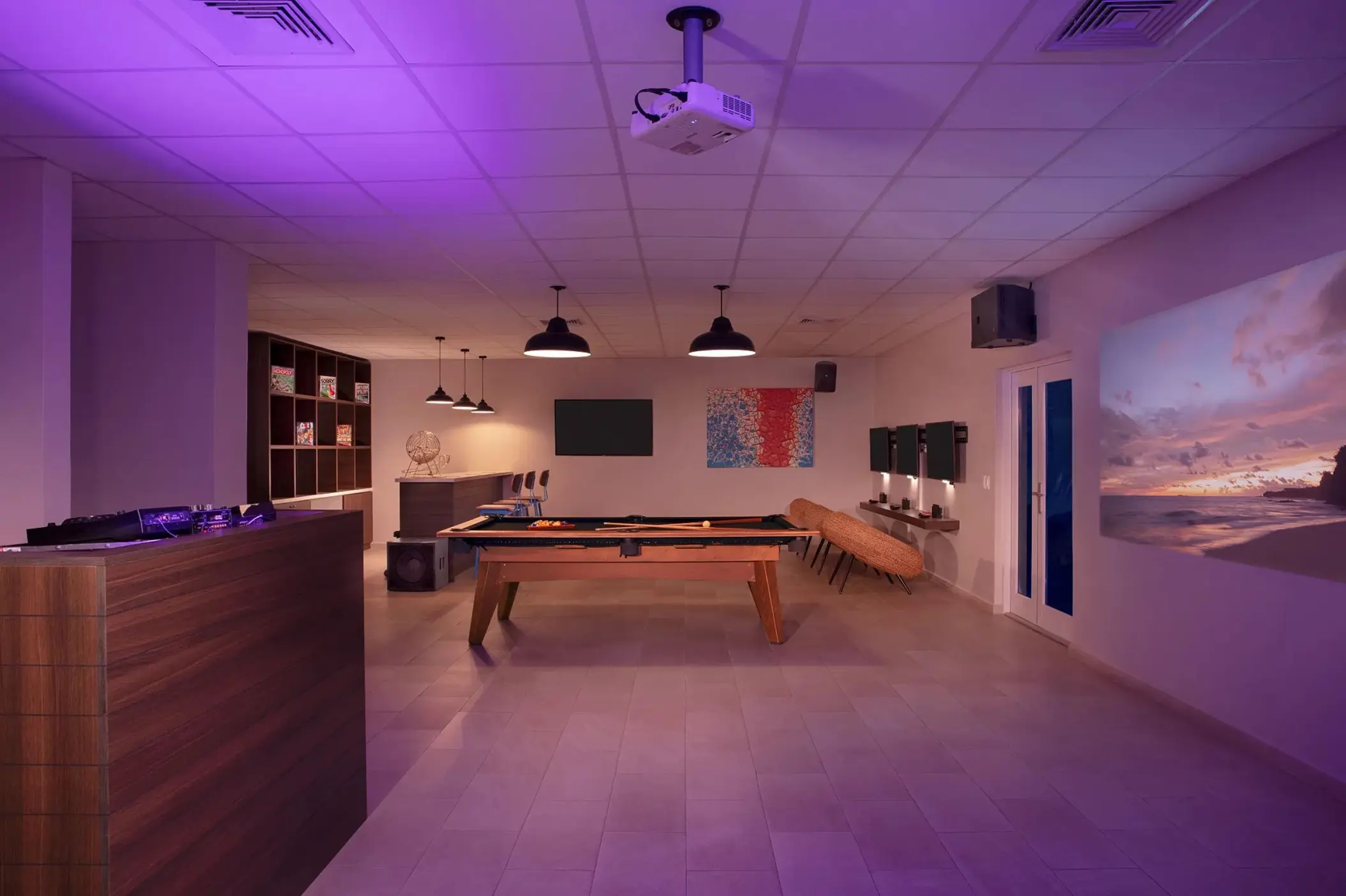 Core Zone teens club with pool table and video games at Dreams Curacao, Willemstad
