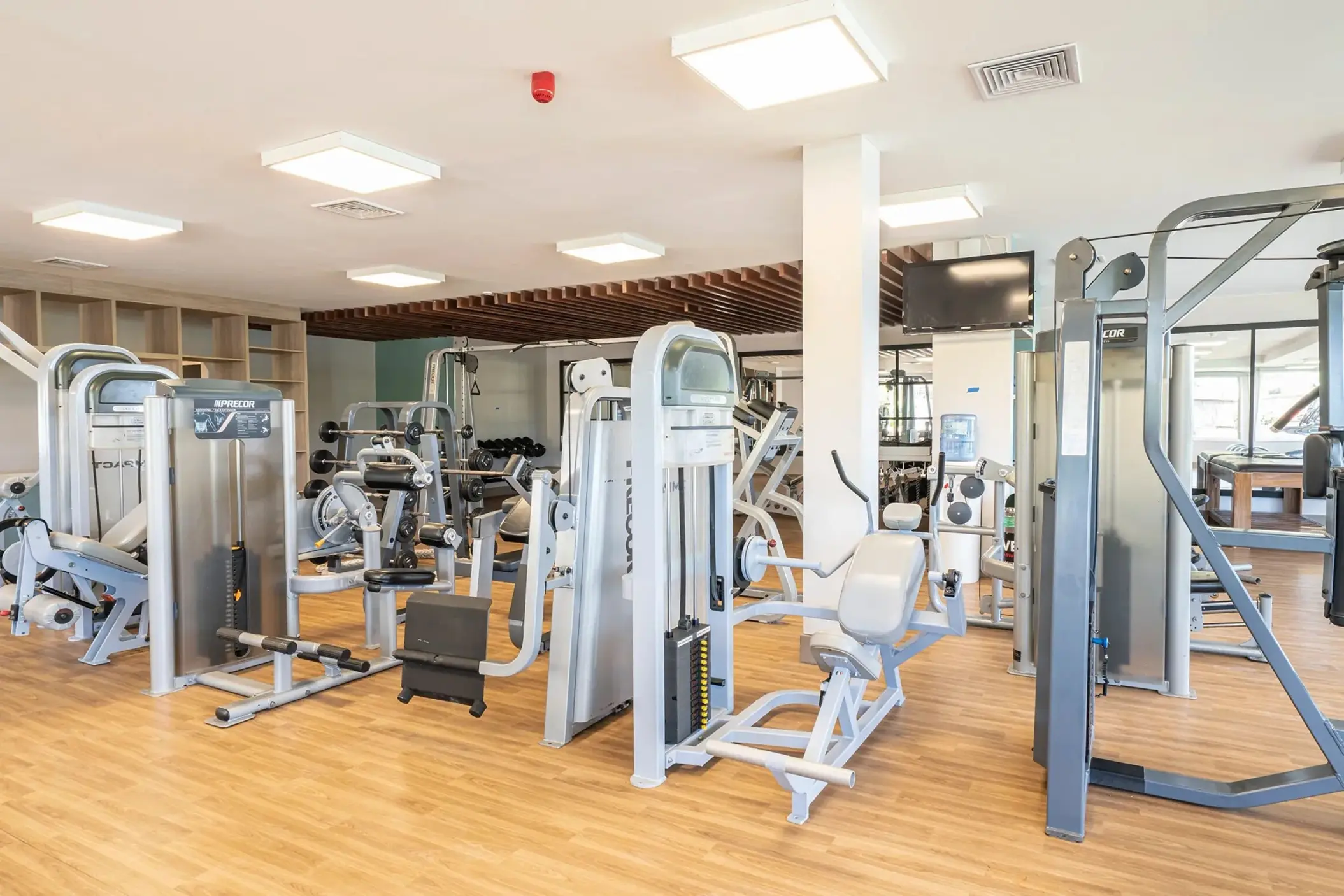 Weight machines and fitness equipment in the gym at Dreams Curacao, Willemstad