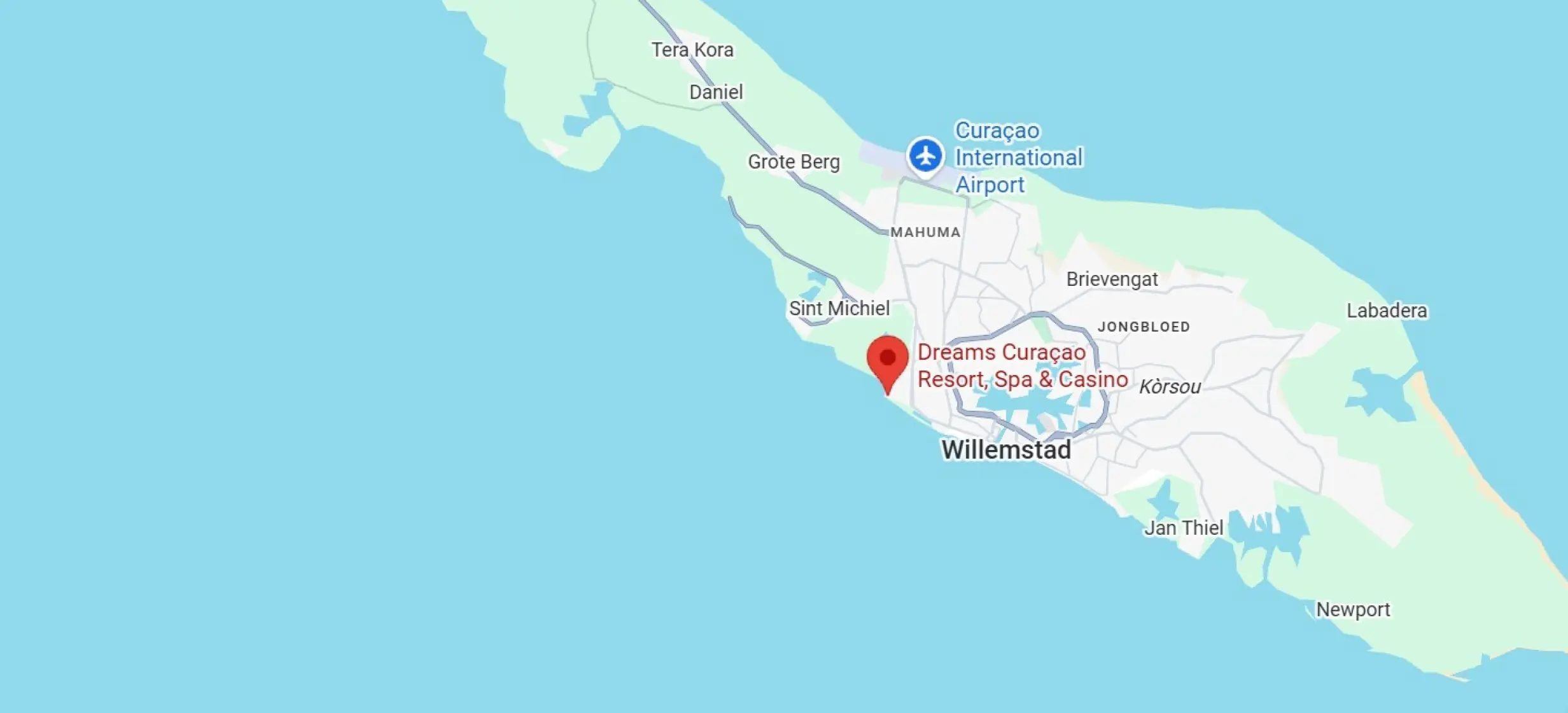 Map showing location of Dreams Curacao, Willemstad