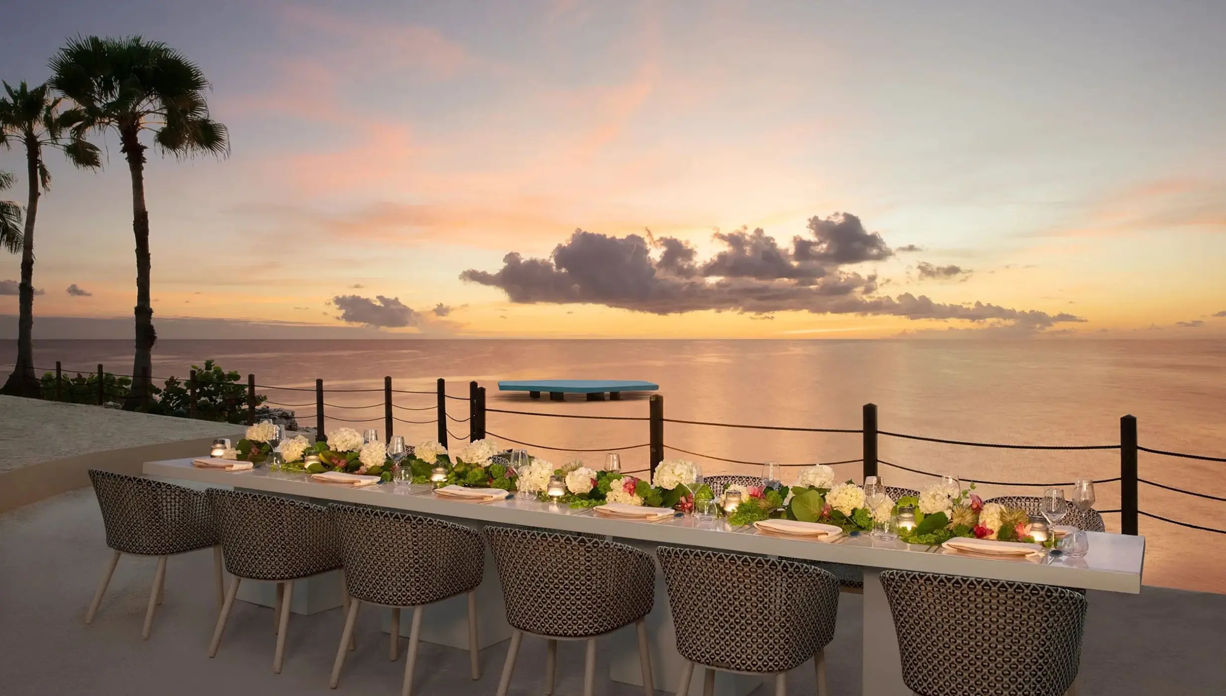 Oceanfront wedding reception at Dreams Curacao, Willemstad