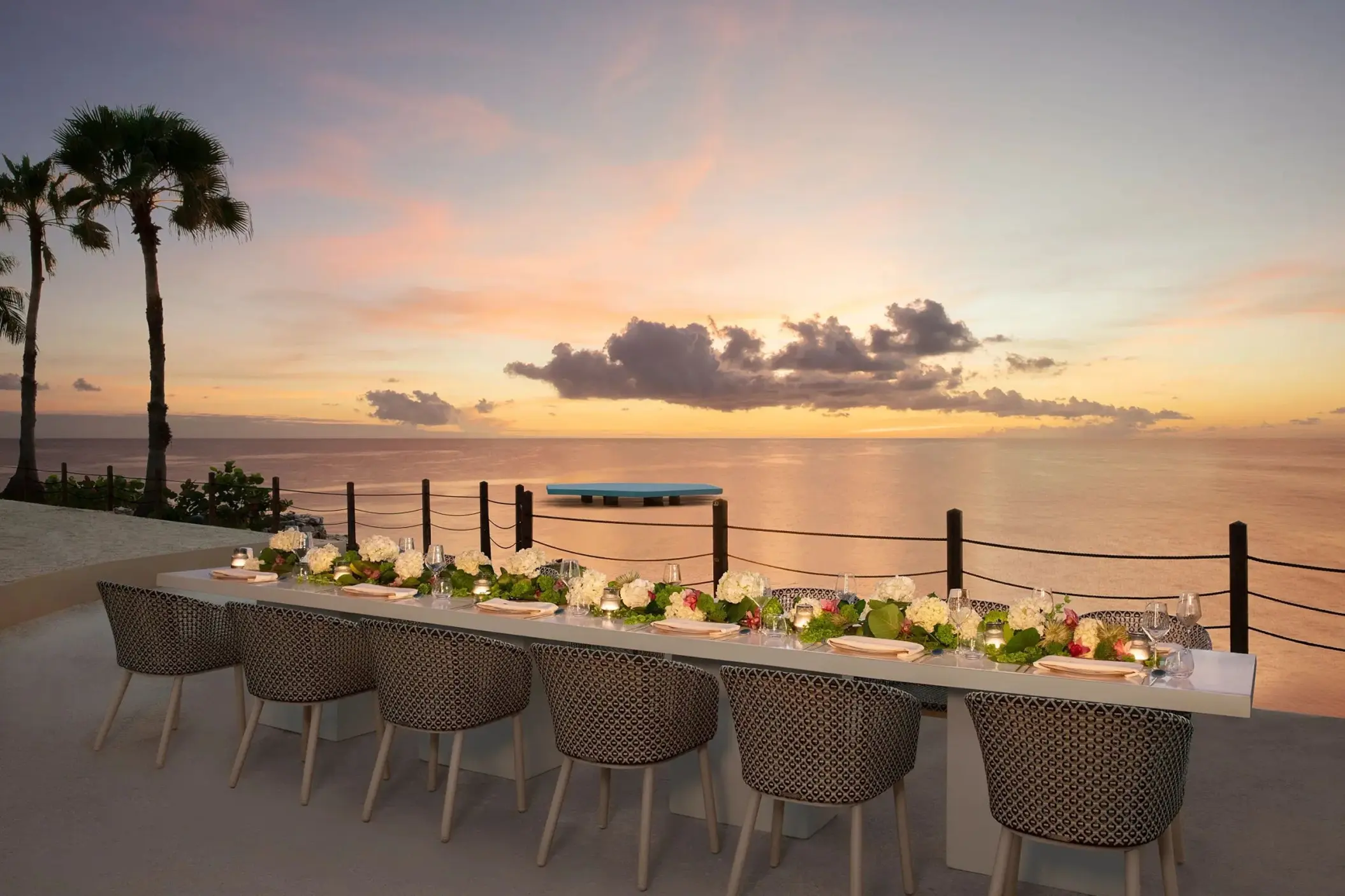 Oceanfront wedding reception at Dreams Curacao, Willemstad